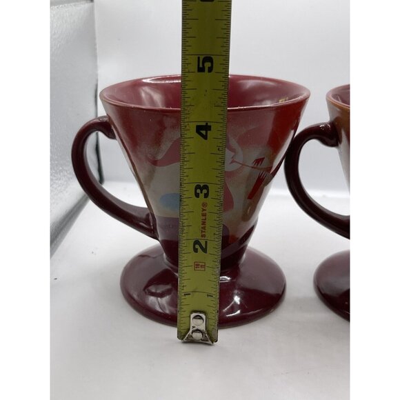 Jazzy Jesters Liqueur Expresso Cup 2 Burgandy Joker Mugs Linda Frichtel 1999 3" - Picture 7 of 8